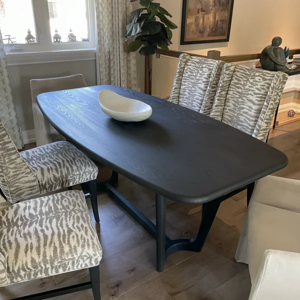 A dark dining table