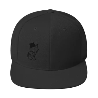A snapback hat with a Pompous Fox brand graphic