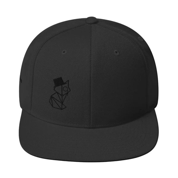 A snapback hat with a Pompous Fox brand graphic