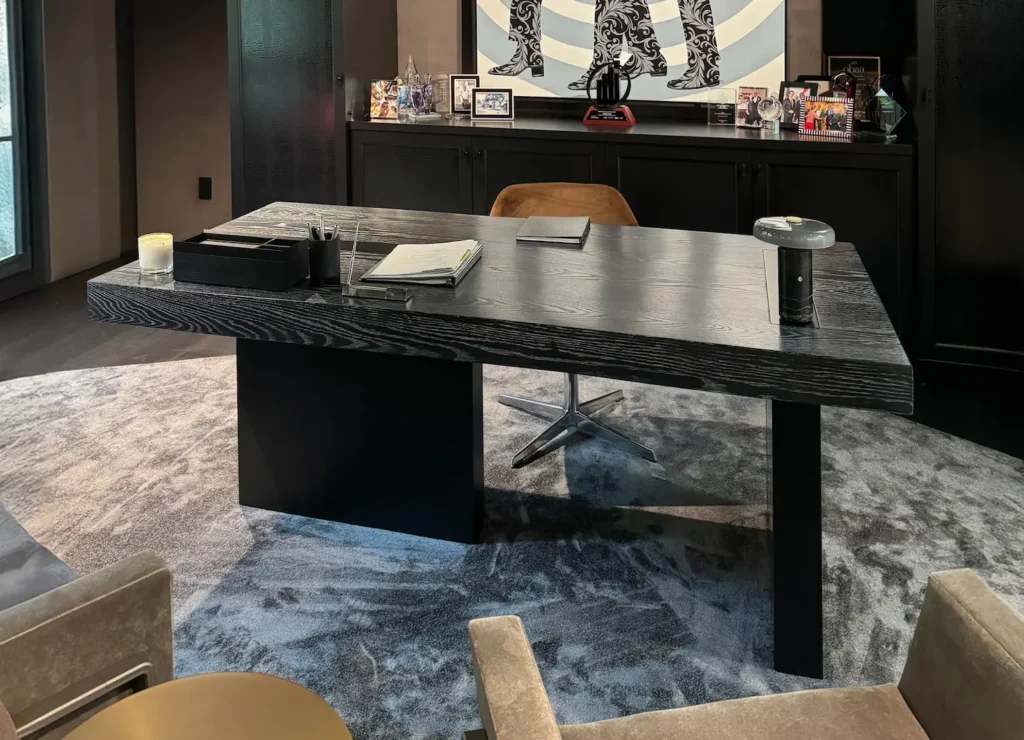 Cerused Black Oak Desk in an office