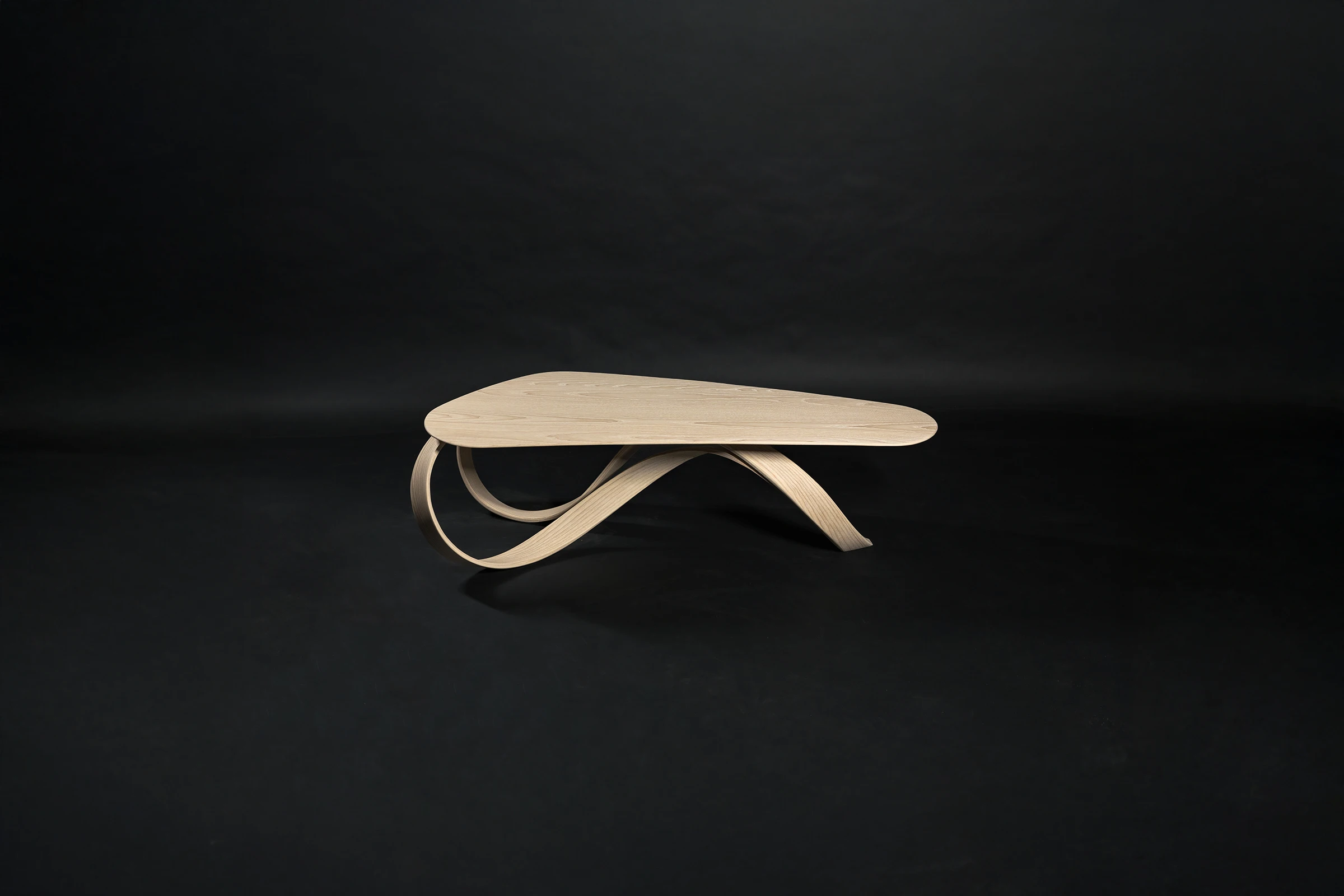 Bent wood sculptural coffee table