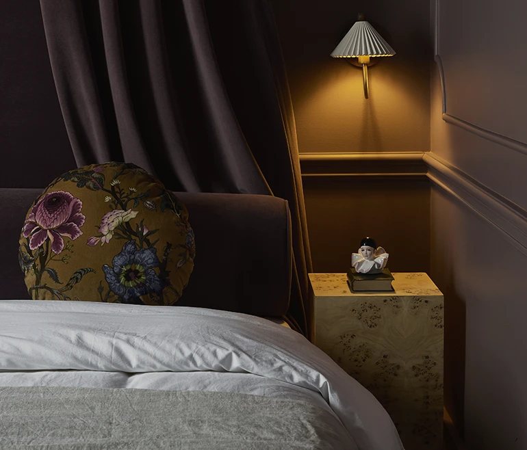 a lit custom made solid wood nightstand