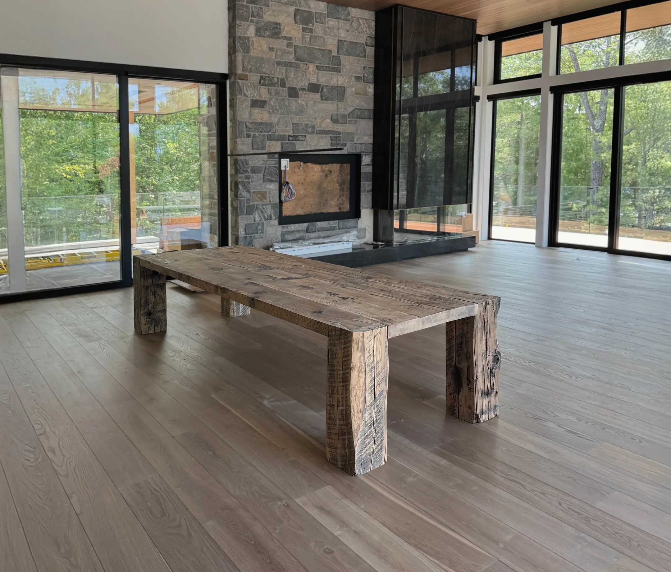 Custom made Reclaimed Wood Dining Table in a new interior